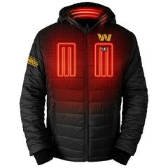 Washington Commanders ActionHeat 5V Battery Heated Full-Zip Hoodie Puffer Jacket - Black for sale