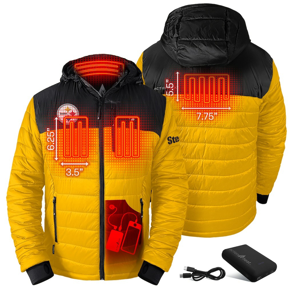 Pittsburgh Steelers ActionHeat 5V Battery Heated Colorblock Full-Zip Puffer Jacket - Black/Gold online