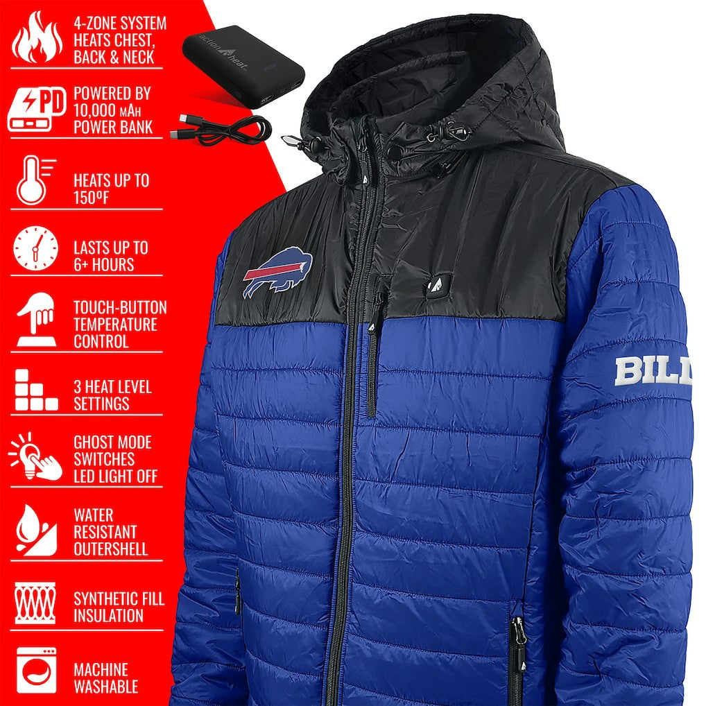 Buffalo Bills ActionHeat 5V Battery Heated Colorblock Full-Zip Puffer Jacket - Black/Royal for sale