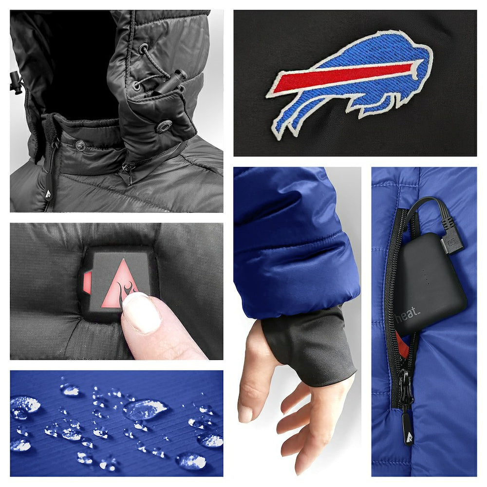 Buffalo Bills ActionHeat 5V Battery Heated Colorblock Full-Zip Puffer Jacket - Black/Royal for sale