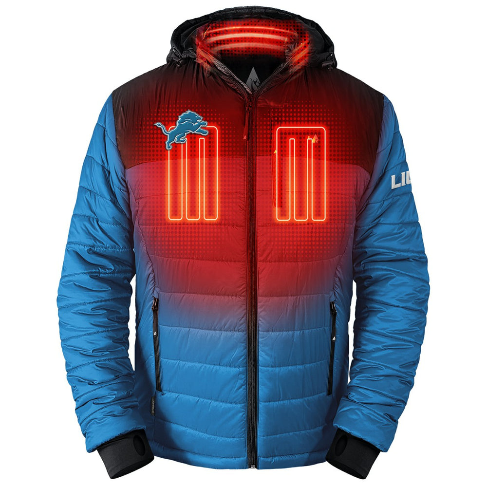 Detroit Lions ActionHeat 5V Battery Heated Colorblock Full-Zip Puffer Jacket - Black/Blue cheap