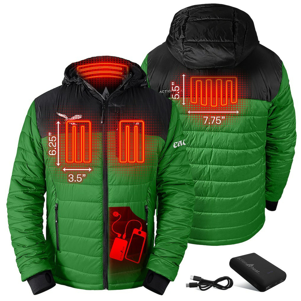 Philadelphia Eagles ActionHeat 5V Battery Heated Colorblock Full-Zip Puffer Jacket - Black/Kelly Green outlet