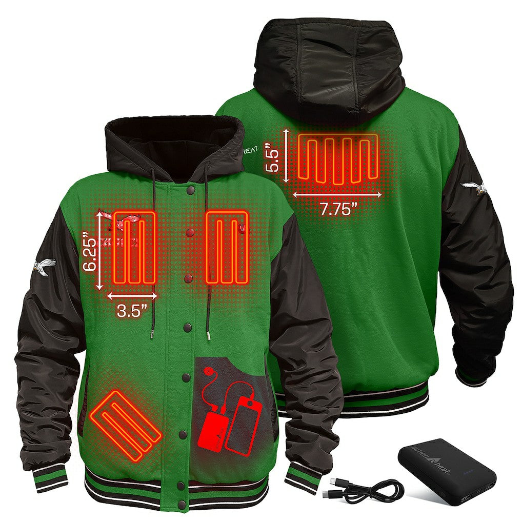 Philadelphia Eagles ActionHeat 5V Battery Heated Full-Snap Varsity Jacket - Kelly Green/Black online