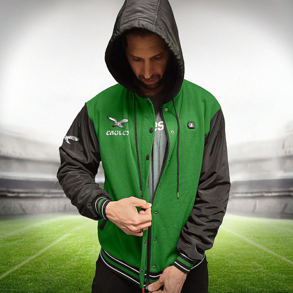 Philadelphia Eagles ActionHeat 5V Battery Heated Full-Snap Varsity Jacket - Kelly Green/Black online
