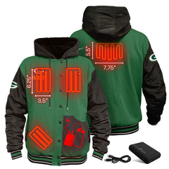 Green Bay Packers ActionHeat 5V Battery Heated Full-Snap Varsity Jacket - Green/Black online
