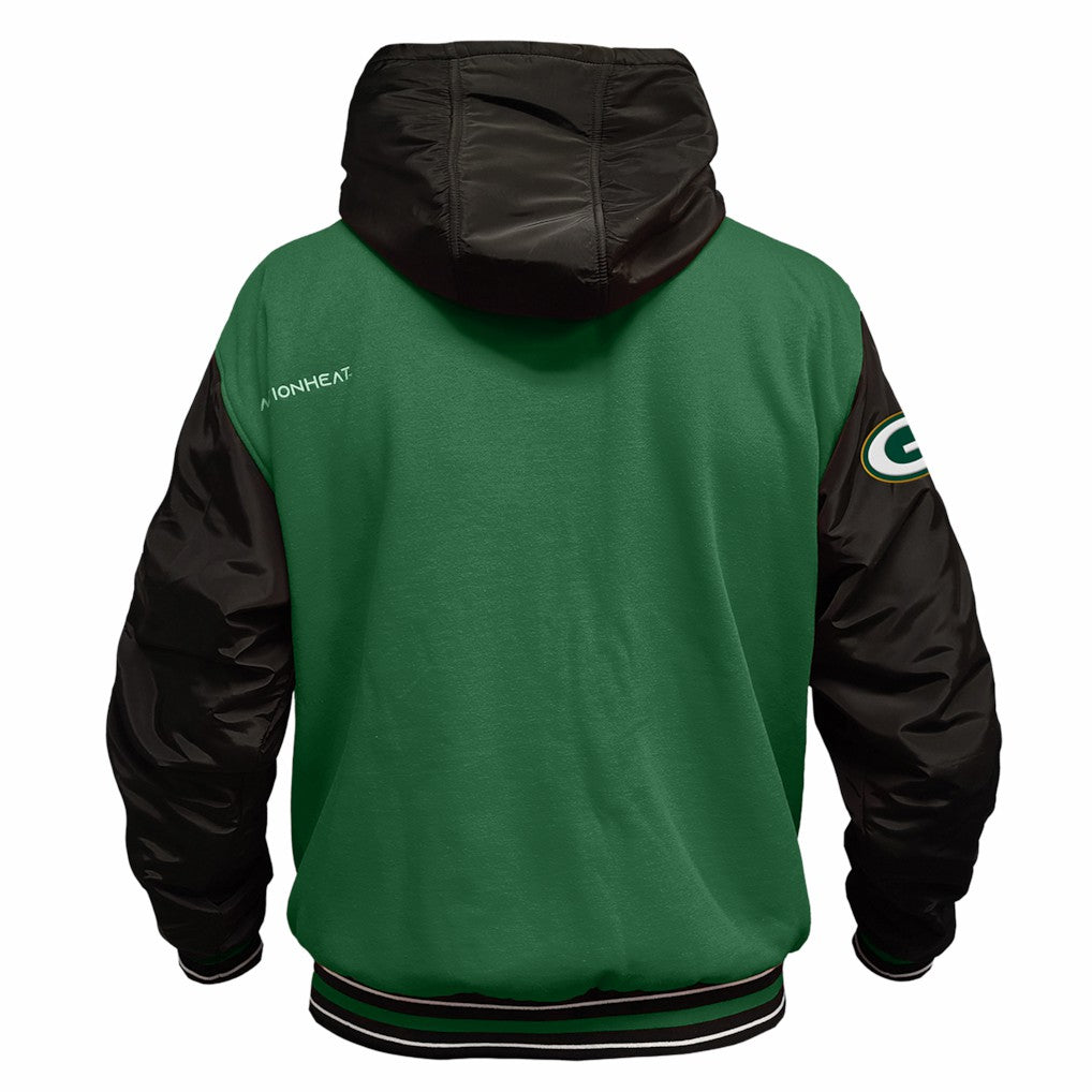 Green Bay Packers ActionHeat 5V Battery Heated Full-Snap Varsity Jacket - Green/Black online
