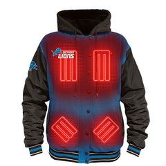 Detroit Lions ActionHeat 5V Battery Heated Full-Snap Varsity Jacket - Blue/Black for sale