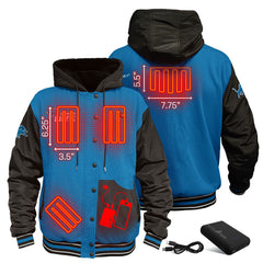 Detroit Lions ActionHeat 5V Battery Heated Full-Snap Varsity Jacket - Blue/Black for sale