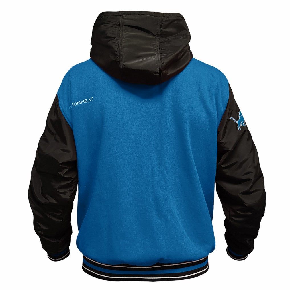 Detroit Lions ActionHeat 5V Battery Heated Full-Snap Varsity Jacket - Blue/Black for sale