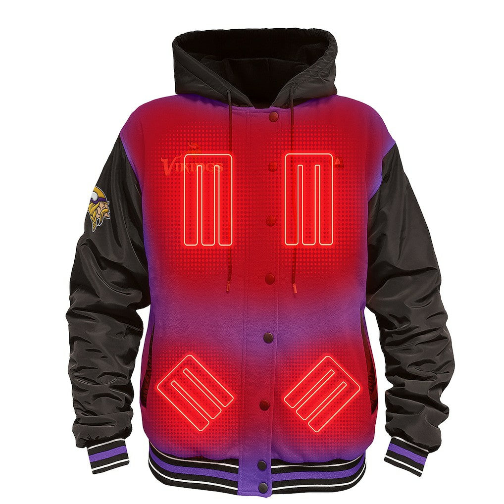 Minnesota Vikings ActionHeat 5V Battery Heated Full-Snap Varsity Jacket - Purple/Black sale