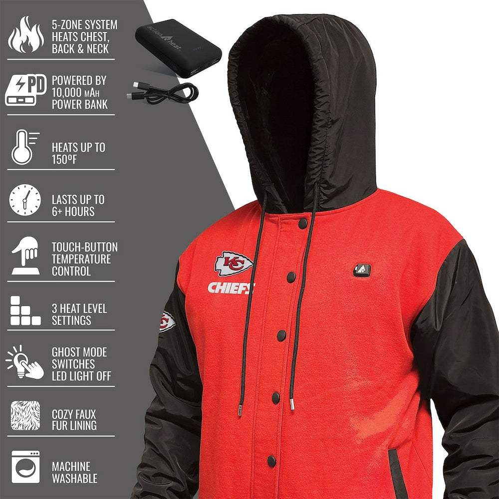 Kansas City Chiefs ActionHeat 5V Battery Heated Full-Snap Varsity Jacket - Red/Black online