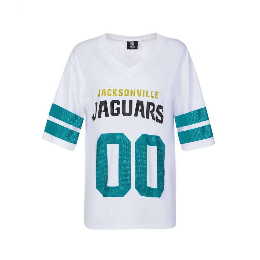 Jacksonville Jaguars Cuce Women's Rhinestone V-Neck Tunic - White discount