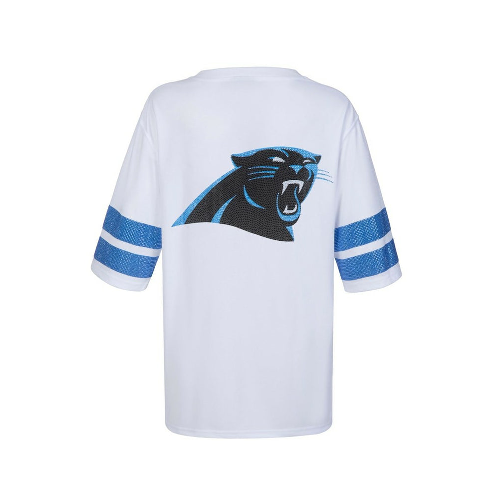Carolina Panthers Cuce Women's Rhinestone V-Neck Tunic - White on sale