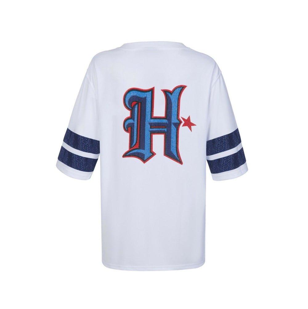 Houston Texans Cuce Women's Rhinestone V-Neck Tunic - White for sale