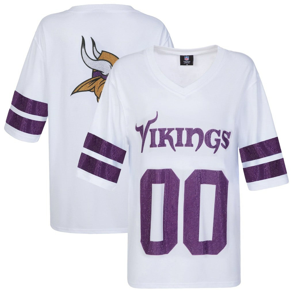 Minnesota Vikings Cuce Women's Rhinestone V-Neck Tunic - White cheap