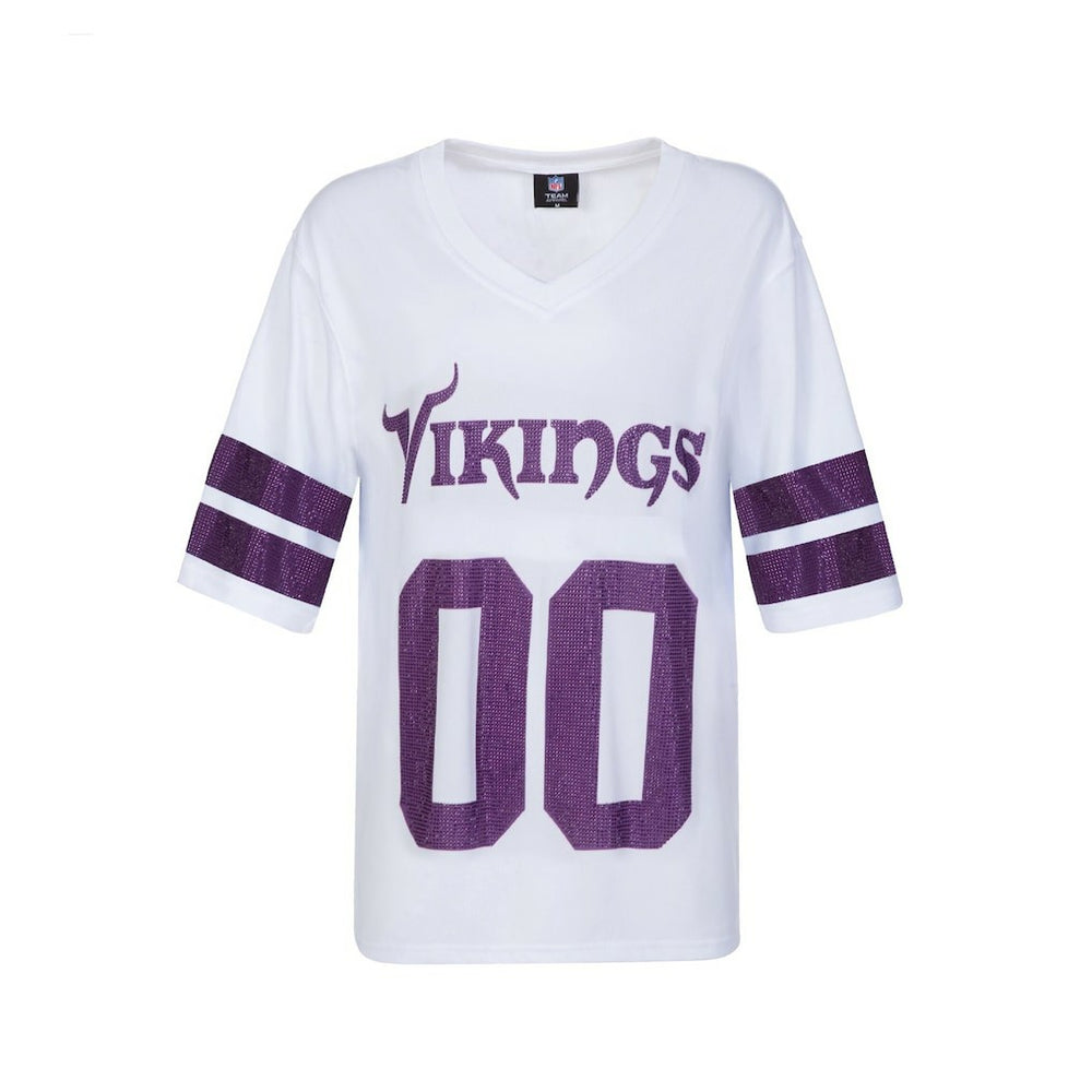 Minnesota Vikings Cuce Women's Rhinestone V-Neck Tunic - White cheap