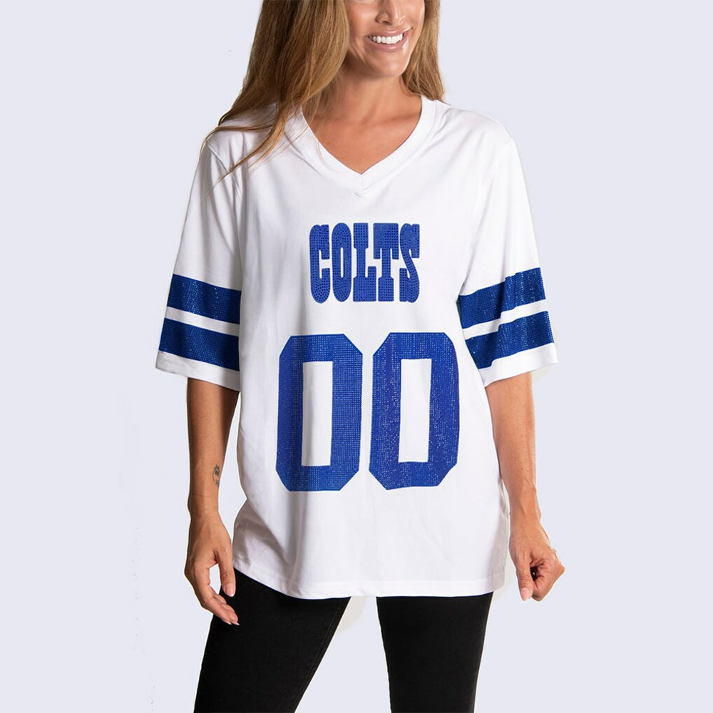 Indianapolis Colts Cuce Women's Rhinestone V-Neck Tunic - White cheap