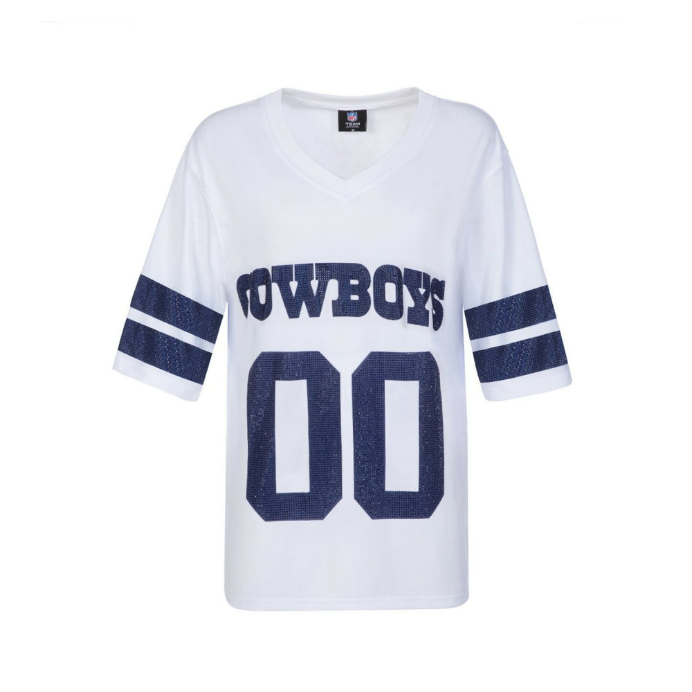 Dallas Cowboys Cuce Women's Rhinestone V-Neck Tunic - White sale