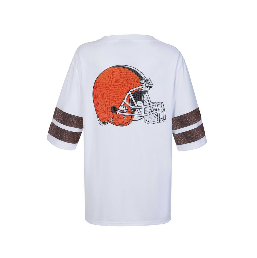 Cleveland Browns Cuce Women's Rhinestone V-Neck Tunic - White online