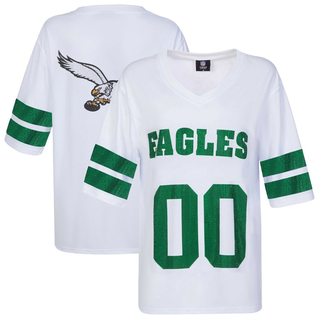 Philadelphia Eagles Cuce Women's Rhinestone V-Neck Tunic - White outlet