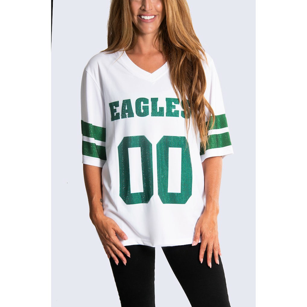 Philadelphia Eagles Cuce Women's Rhinestone V-Neck Tunic - White outlet
