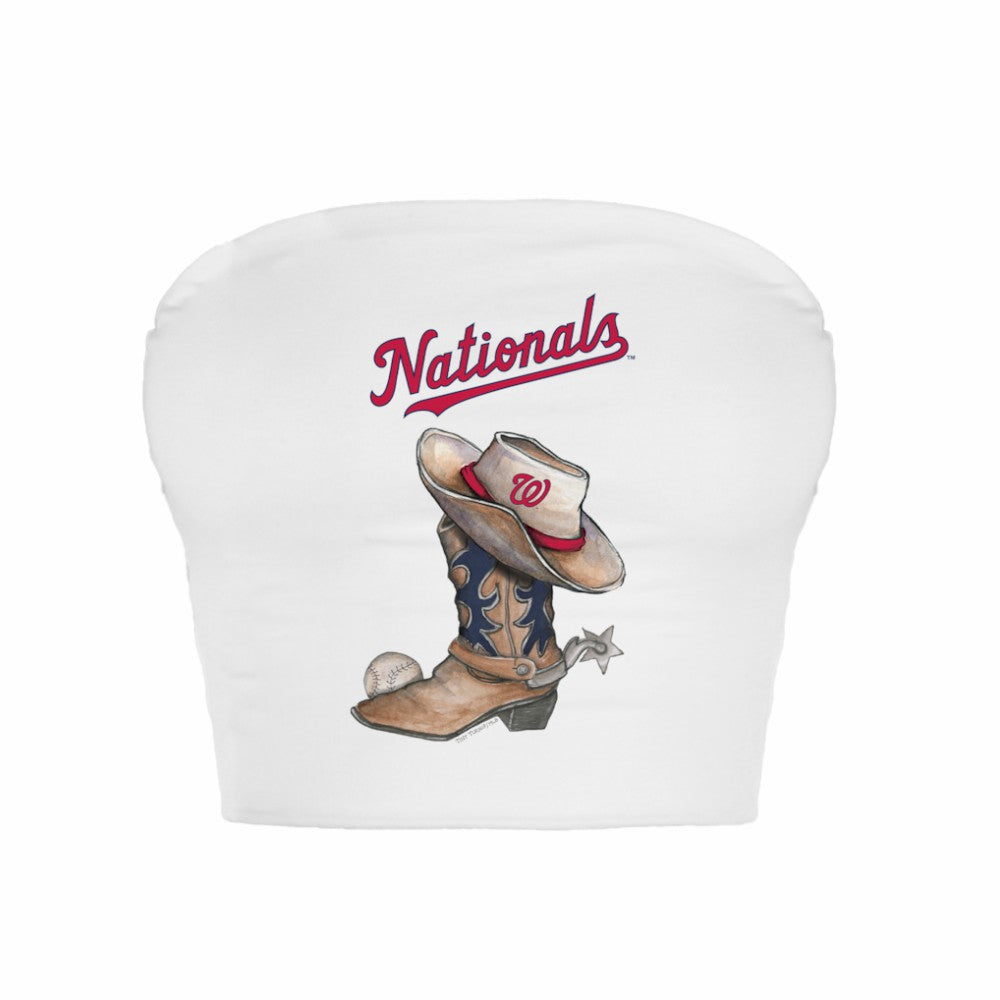 Washington Nationals Tiny Turnip Women's Cowboy Boot Crop Tube Top - White