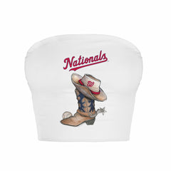 Washington Nationals Tiny Turnip Women's Cowboy Boot Crop Tube Top - White