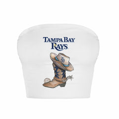Tampa Bay Rays Tiny Turnip Women's Cowboy Boot Crop Tube Top - White