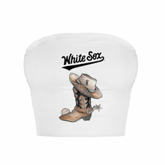 Chicago White Sox Tiny Turnip Women's Cowboy Boot Crop Tube Top - White