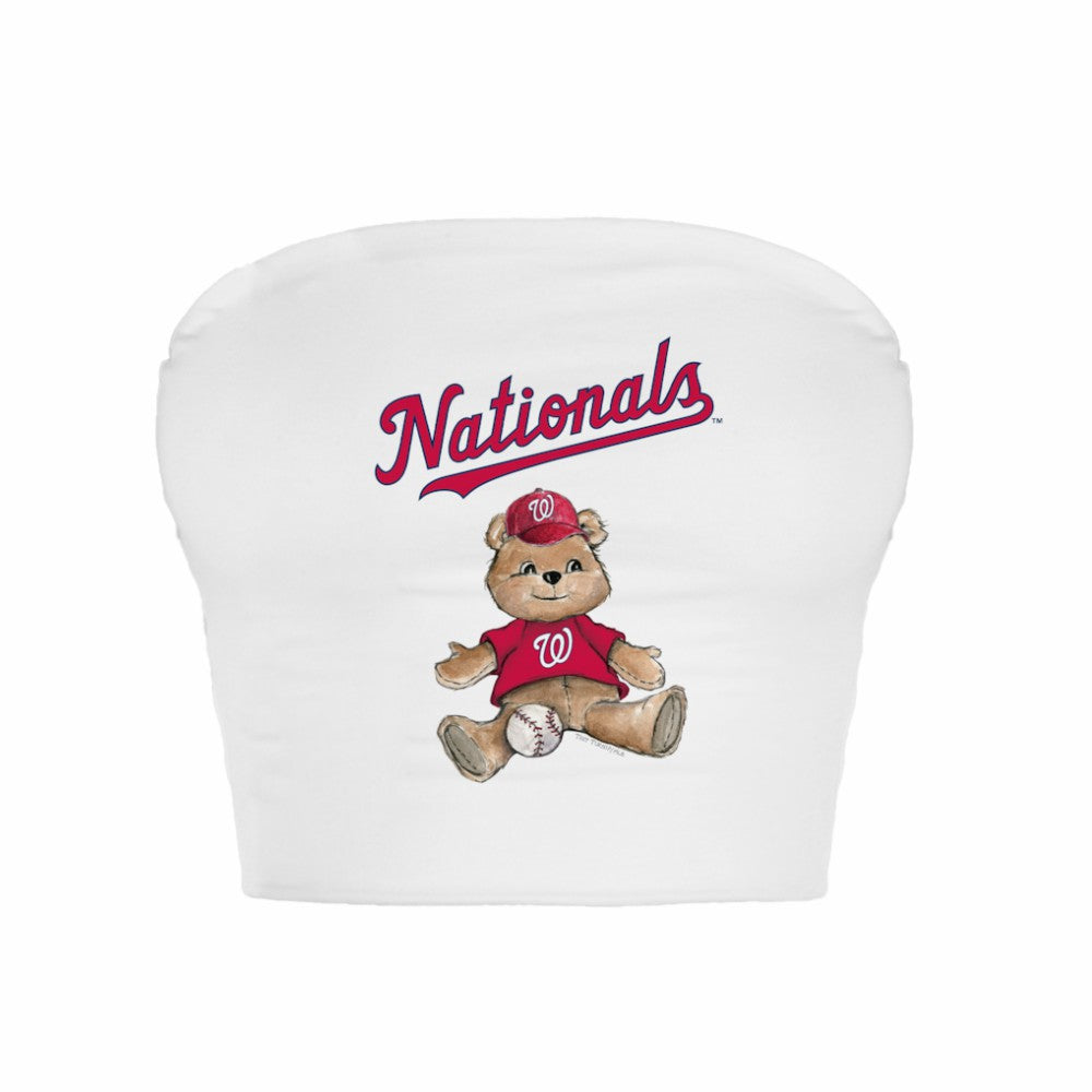 Washington Nationals Tiny Turnip Women's Teddy Bear Crop Tube Top - White
