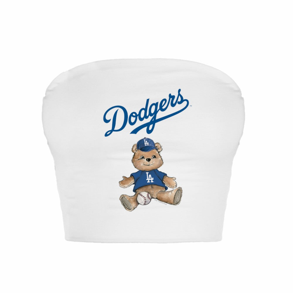 Los Angeles Dodgers Tiny Turnip Women's Teddy Bear Crop Tube Top - White