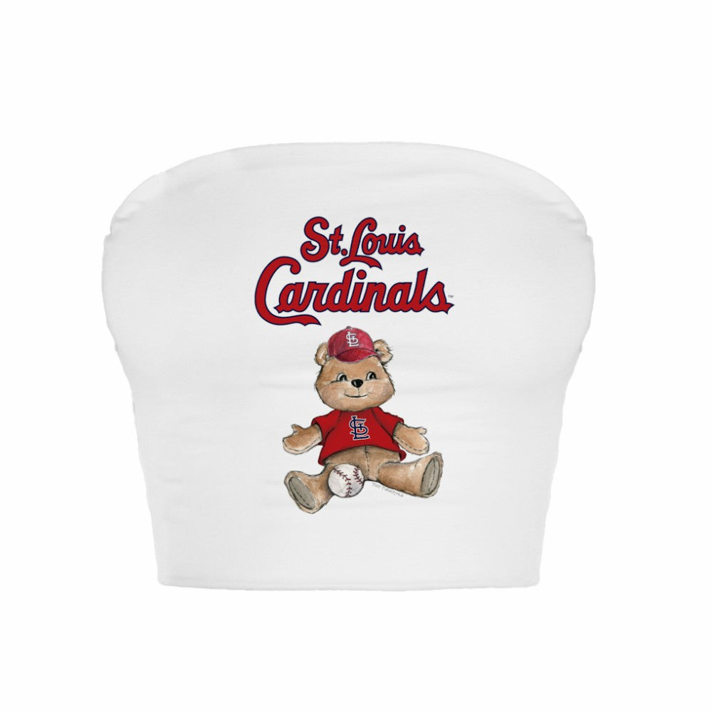 St. Louis Cardinals Tiny Turnip Women's Teddy Bear Crop Tube Top - White