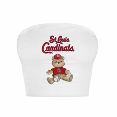 St. Louis Cardinals Tiny Turnip Women's Teddy Bear Crop Tube Top - White