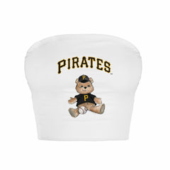 Pittsburgh Pirates Tiny Turnip Women's Teddy Bear Crop Tube Top - White
