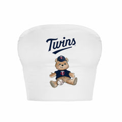 Minnesota Twins Tiny Turnip Women's Teddy Bear Crop Tube Top - White