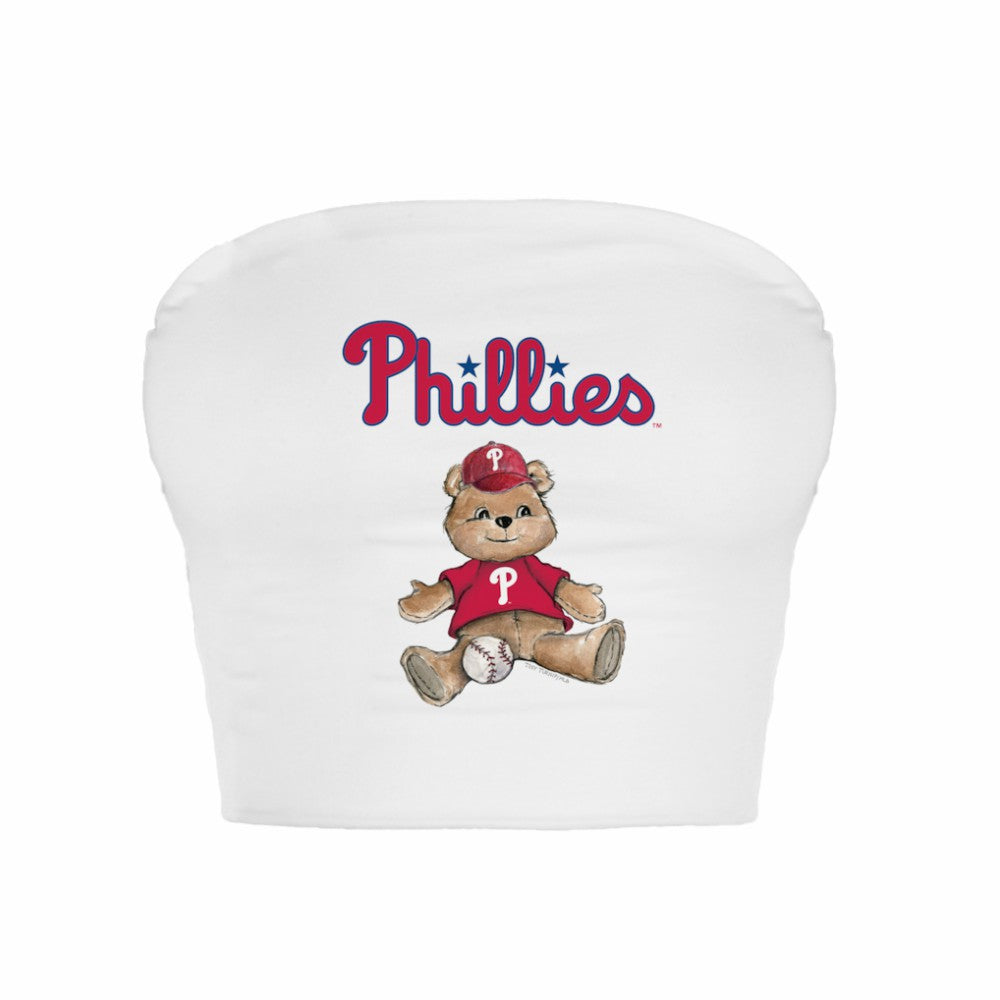 Philadelphia Phillies Tiny Turnip Women's Teddy Bear Crop Tube Top - White