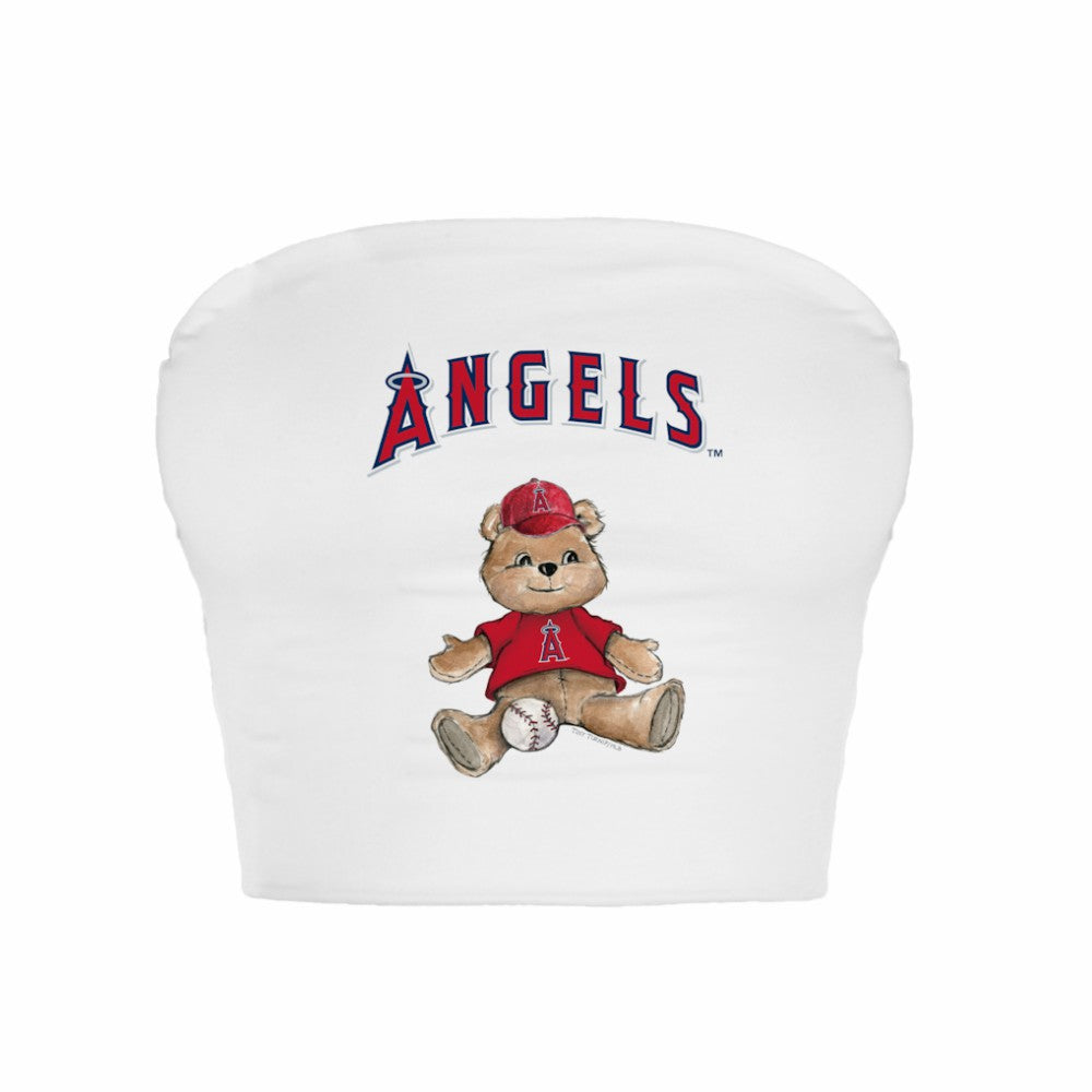 Los Angeles Angels Tiny Turnip Women's Teddy Bear Crop Tube Top - White