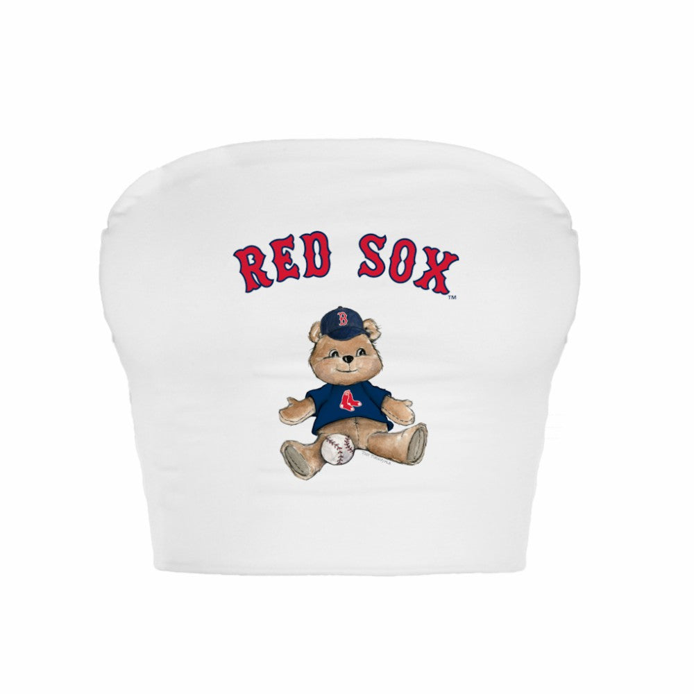 Boston Red Sox Tiny Turnip Women's Teddy Bear Crop Tube Top - White