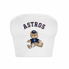 Houston Astros Tiny Turnip Women's Teddy Bear Crop Tube Top - White