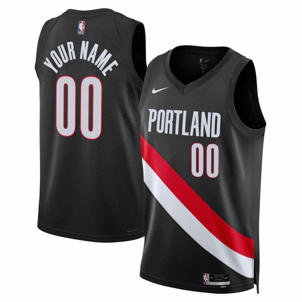 Portland Trail Blazers Unisex Swingman Custom Jersey - Icon Edition - Black | Nike cheap