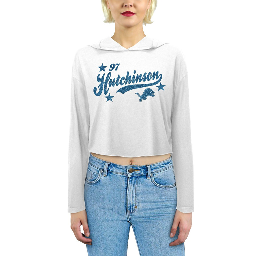 Aidan Hutchinson Detroit Lions Majestic Threads Women's Glitter Wordmark Hoodie - White outlet