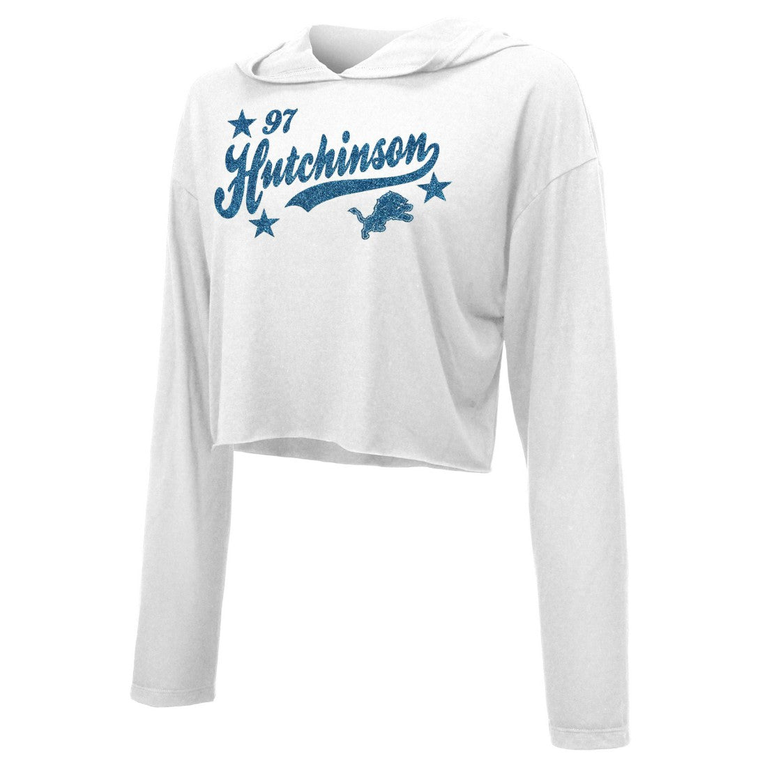 Aidan Hutchinson Detroit Lions Majestic Threads Women's Glitter Wordmark Hoodie - White outlet