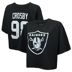 Maxx Crosby Las Vegas Raiders Majestic Threads Women's Swarovski Crystals Boxy Cropped Name & Number T-Shirt - Black sale