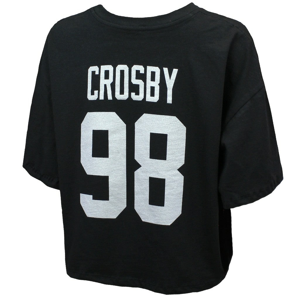 Maxx Crosby Las Vegas Raiders Majestic Threads Women's Swarovski Crystals Boxy Cropped Name & Number T-Shirt - Black sale