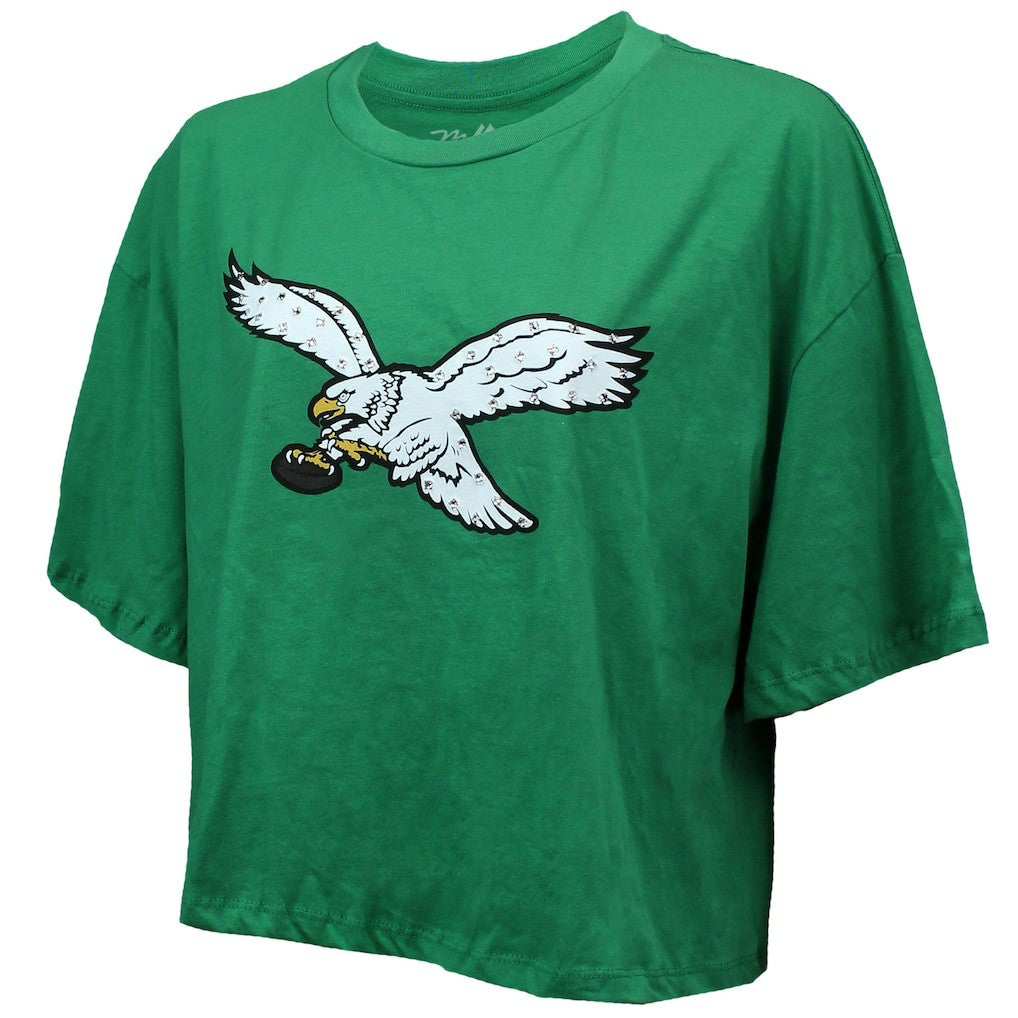 Saquon Barkley Philadelphia Eagles Majestic Threads Women's Swarovski Crystals Boxy Cropped Name & Number T-Shirt - Kelly Green sale