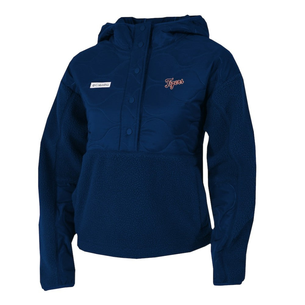 Detroit Tigers Women's Cloud Point Hooded Fleece Half-Snap Pullover Jacket - Navy | Columbia