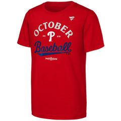 Philadelphia Phillies Youth 2025 MLB Postseason Locker Room T-Shirt - Red