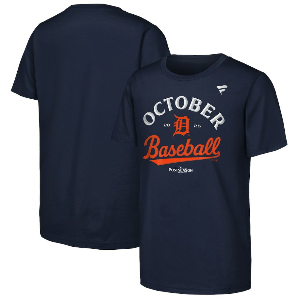 Detroit Tigers Youth 2025 MLB Postseason Locker Room T-Shirt - Navy