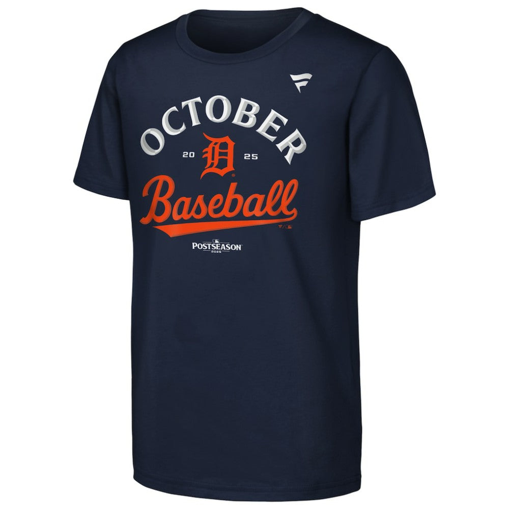 Detroit Tigers Youth 2025 MLB Postseason Locker Room T-Shirt - Navy