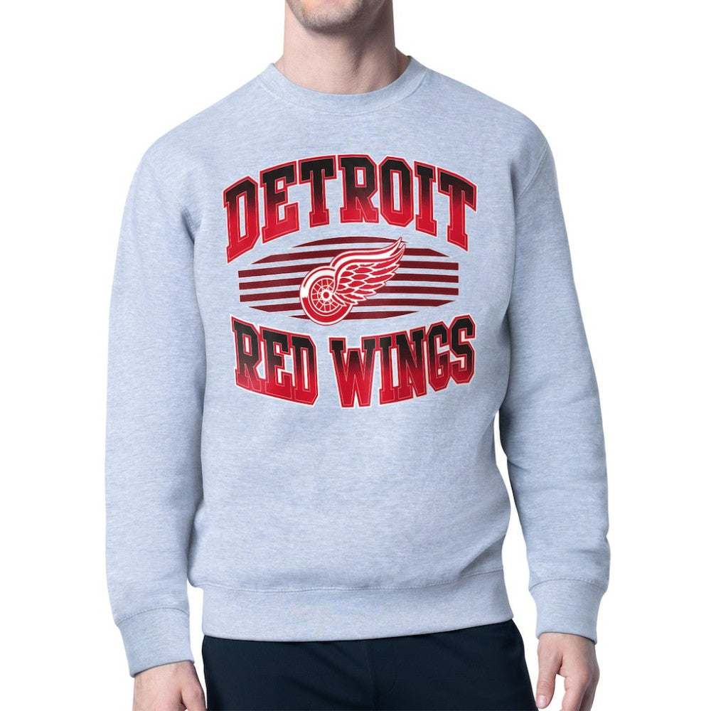 Detroit Red Wings Starter Team Grit Graphic Fleece Pullover Sweatshirt Gray